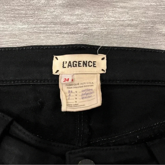 L'AGENCE Sada‎ Cropped High Rise Slim Jeans Black sz 24 Stretch Denim - Picture 4 of 10